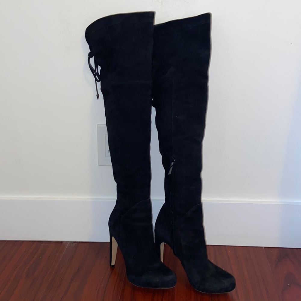 Sam Edelman knee high heeled suede boots womens Sz 8